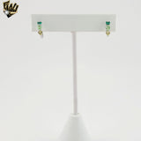 (2-4228) 925 Sterling Silver - Triple Green Zircon Huggies.