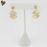 (1-1170-2) Laminado de oro - Aretes colgantes de circonitas - BGO
