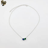(2-66092) Plata de ley 925 - Collar Rolo Link de 1 mm con circonita verde.