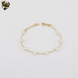 (1-0785) Laminado de oro - Pulsera de corazón de tres tonos de 2 mm - 7,5" - BGF