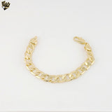 (1-60011) Laminado de oro - Brazalete de hombre con eslabones curvos de 6 mm - 8,5" - BGF