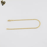 (1-0092) Laminado de oro - Tobillera con dijes religiosos con eslabones Figaro de 3 mm - 10" - BGF