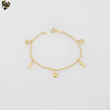 (1-0512) Gold Laminate - Sea Charms Balls Bracelet - 7" - BGF