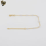 (1-0736-1) Gold Laminate - 1mm Curb Link Pearls Bracelet - 7" - BGF