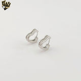 (2-4207) 925 Sterling Silver - Zircon Heart Huggies.