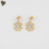 (1-1170-2) Laminado de oro - Aretes colgantes de circonitas - BGO