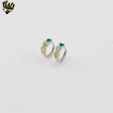 (2-4228) 925 Sterling Silver - Triple Green Zircon Huggies.