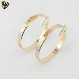 (1-2784-2) Gold Laminate - Elephants Three Tone Hoops - BGO
