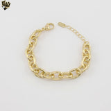 (1-60098) Gold Plated - 9.5mm Rolo Link Bracelet - 6.5"