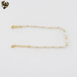 (1-0497) Gold Laminate - Pearl and Beads Bracelet - 7" - BGF