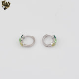 (2-4228) 925 Sterling Silver - Triple Green Zircon Huggies.
