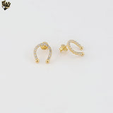 (1-1212-9) Gold Laminate -  Zircon Horseshoes Stud Earrings - BGF