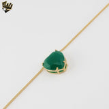 (1-6054-2) Gold Laminate - Chunky Green Heart Necklace - BGF