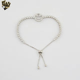 (2-0449) 925 Sterling Silver - 3mm Happy Face Adjustable Bracelet.