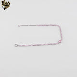 (2-0437) 925 Sterling Silver - 2.5mm Pink Zircon Bracelet.
