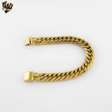 (4-4073) Acero inoxidable - Brazalete de eslabones curvos de 23 mm - 8,5"