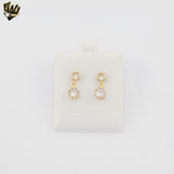 (1-1107) Gold Laminate - Double Zircon Earrings - BGF