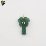 (1-2473-2) Gold Plated-  Green Aventurine Palm Tree Pendant.