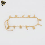 (1-0248-1) Gold Laminate - Locker Key Charms Anklet - 9.5" - BGF