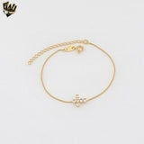 (1-0701-1) Gold Laminate - 1mm Box Link Cross Bracelet - BGF - 6.5"