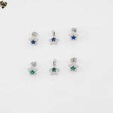 (2-6303) 925 Sterling Silver - Small Zircon Star Set.