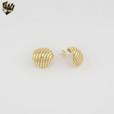 (1-1213-2) Gold Laminate - Dome Shape Stud Earrings - BGO