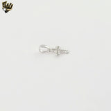 (2-1181) 925 Sterling Silver - Zircon Cross Pendant.