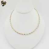 (2-66109) 925 Sterling Silver - 2mm Three Tones Necklace.