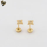 (1-1102-1) Gold Laminate- Mini Zircon North Star Stud Earrings - BGF