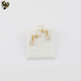 (1-1107) Gold Laminate - Double Zircon Earrings - BGF