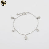 (2-0435) 925 Sterling Silver - Leaves Charms Bracelet.
