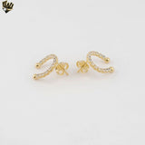 (1-1212-9) Gold Laminate -  Zircon Horseshoes Stud Earrings - BGF