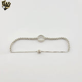 (2-0449) 925 Sterling Silver - 3mm Happy Face Adjustable Bracelet.