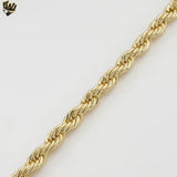 (1-60100) Gold Plated - 6.5mm Rope Bracelet - 8"