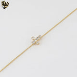 (1-0701-1) Gold Laminate - Single Zircon Cross Bracelet - BGF - 6.5"