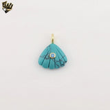 (1-2226-3) Gold Plated-  Turquoise Shell Pendant.