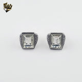 (4-0024) Acero inoxidable - Anillo de hombre con circonita oxidada.