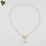 (1-6131) Gold Laminate - Pearl Toggle Necklaces - BGF - 18.5"
