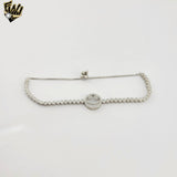 (2-0449) 925 Sterling Silver - 3mm Happy Face Adjustable Bracelet.
