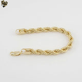 (1-60100) Gold Plated - 6.5mm Rope Bracelet - 8"