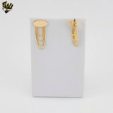 (1-1215-4) Gold Laminate - Oval Stud with Dangling Chain Earrings - BGF