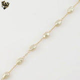 (1-0611-1) Gold Laminate - 0.7mm Paper Clip Link with Pearl Bracelet - 7" - BGF