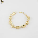 (1-60100-1) Gold Plated - 11mm Puff Mariner Bracelet - 6.5"