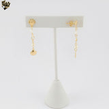 (1-1217-3) Gold Laminate -Double Shell Long Earrings - BGF
