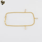 (1-0094) Gold Laminate - 3mm Curb Link Charms Anklet - 10" - BGF