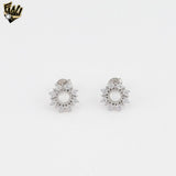 (2-3116) 925 Sterling Silver - Zircon Circle Stud Earrings.