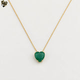 (1-6054-2) Gold Laminate - Chunky Green Heart Necklace - BGF