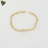 (1-0789) Gold Laminate - 3mm Zircon Herringbone Bracelet - 7" - BGF