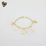 (1-0618) Gold Laminate - 3mm Figaro Link Sea Bracelet - 7" - BGF