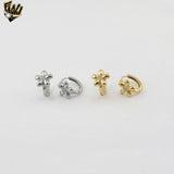 (4-2227) Stainless Steel - Zircon Flower Huggies.